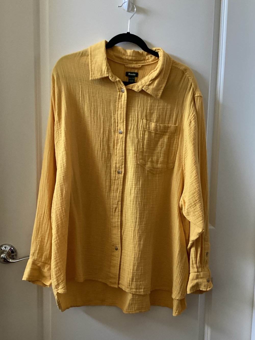 NWOT Roots Sunflower Yellow Textured Button-Down Shirt